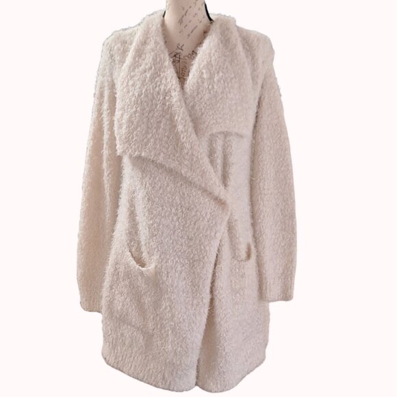PJ Salvage Womens Fuzzy Cardigan Medium Soft Oversized Elevated Cozy Loungewear - Picture 1 of 9